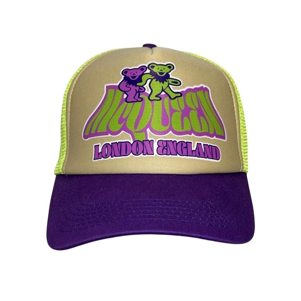 World Tour London England Grateful Dead Dancing Bear Trucker‎ Hat Neon